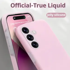 US-CASE - Luxury Candy Color Jelly Liquid Silicone Phone Case for Samsung S25 Plus S23 FE S24 Ultra Camera Lens Protect Matte Soft Cover
