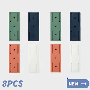 8 Counts Self Adhesive Power Strip Holder, Punch-Free Socket Fixer for Kitchen/Office, Durable Acrylic Adhesive Pad, Mixed Colors, Holds Surge Protectors & More