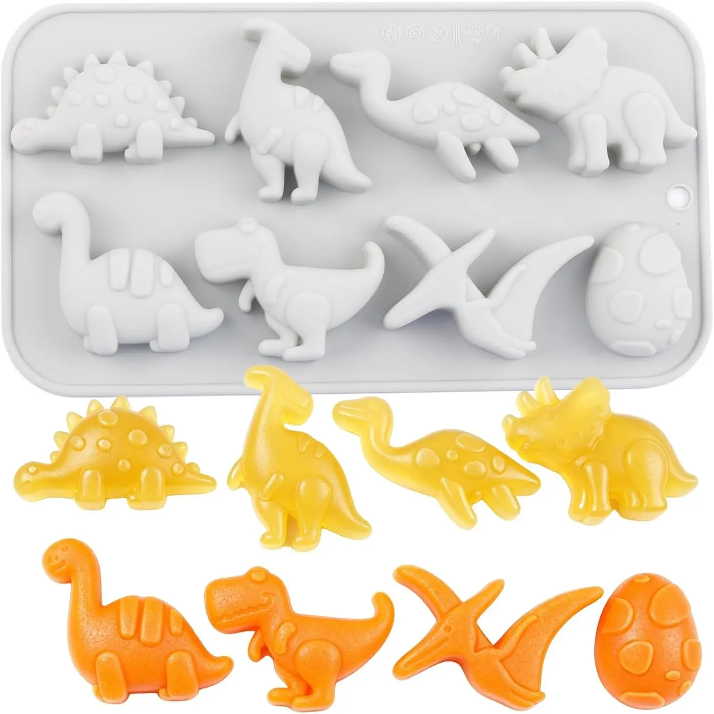8 Cavity Dinosaur Silicone Candy Molds For Chocolate Candy