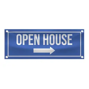 Open House Vinyl Banner - Real Estate Signage, Home for Sale, Blue and White Banner, Custom Open House Display, Realtor Marketing - 48"x18" Vinyl Banner - 4 Corner Grommets - BAN0003