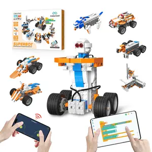 DIY STEAM Remote Control Toys Christmas Gift Building Blocks Electric Remote-Controlled Jeep, F1 4WD Car and Programmable Toy Coding Robot, Superbot, Coding Toys for Kids 6+ Years