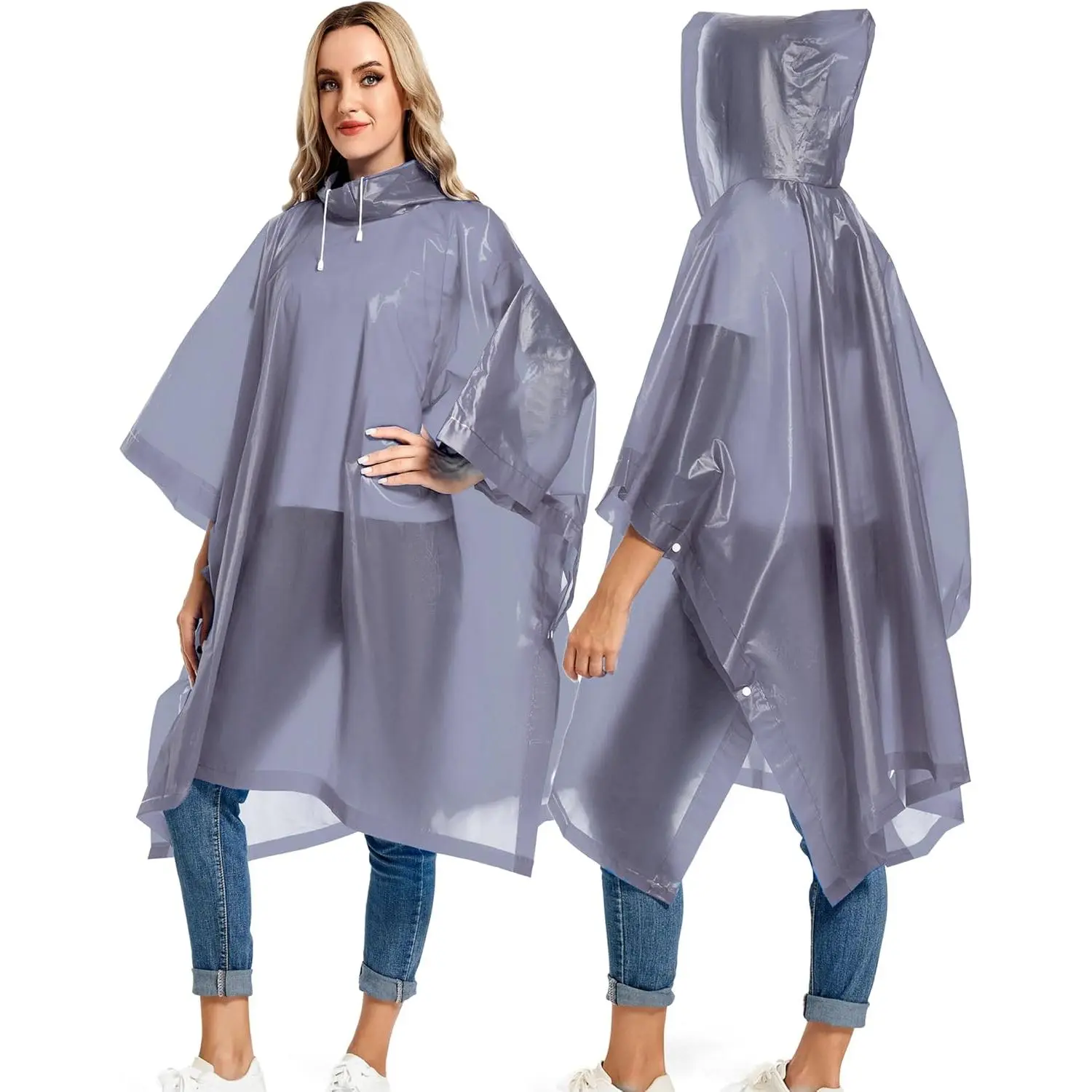 2 Pack Reusable Rain Ponchos for Adults - Heavy Duty Emergency Raincoats with Drawstring Hood Waterproof Survival Gear Perfect for Outdoor Hiking Camping Travel Fishing Festival Events 2 Pack Reusable Rain Ponchos for Adults - Heavy Duty Emergency Raincoats with Drawstring Hood Waterproof Survival Gear Perfect for Outdoor Hiking Camping Travel Fishing Festival Events