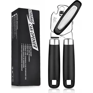 Can Opener Manual with Smooth Edge - Heavy Duty Stainless Steel for Seniors, Opens Cans & Jars, Easy Clean (Abre Latas/Abridor de Latas)