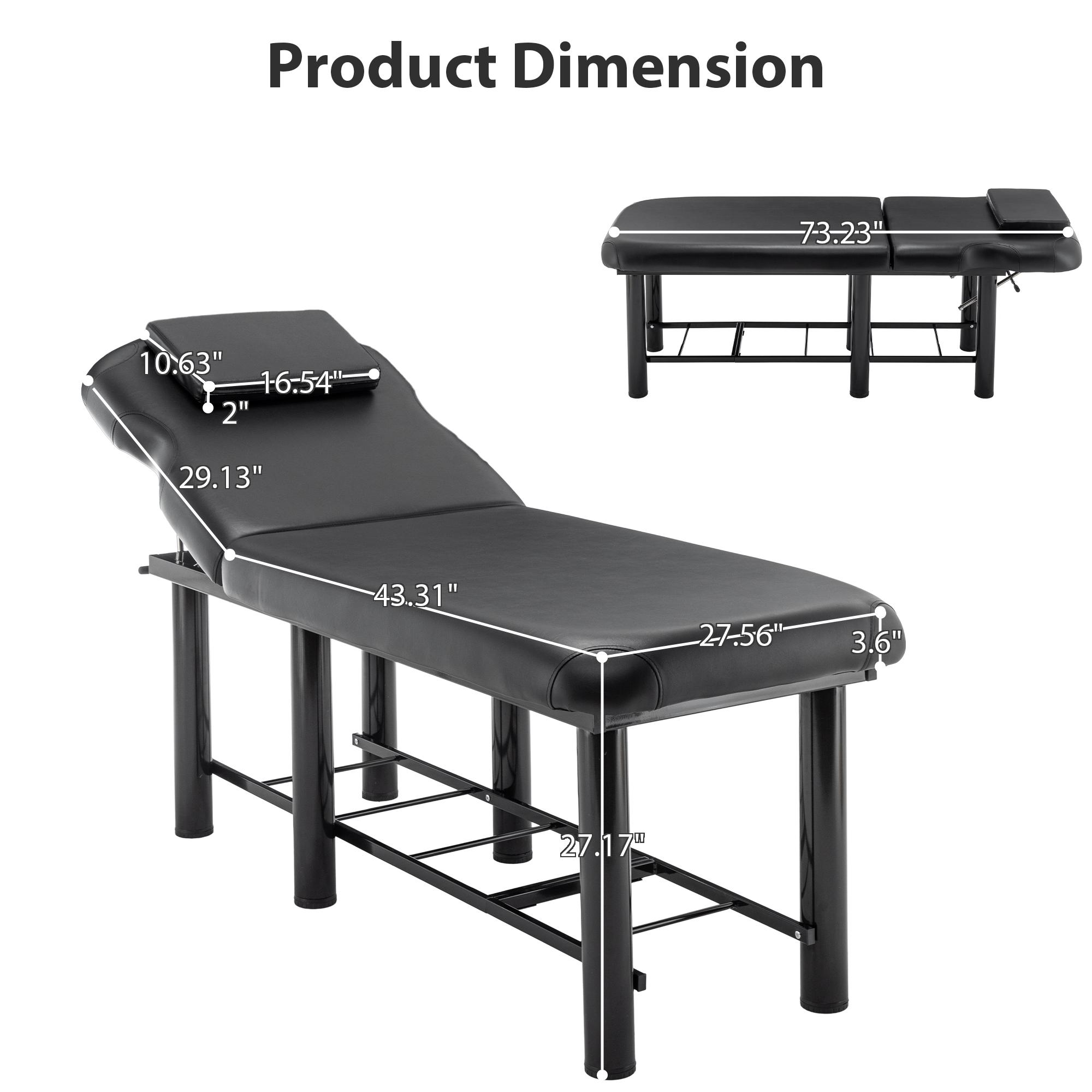 Professional Massage Bed 73 Inch, Treatment Table Salon with Removable Headrest, Stationary Physical Therapy Table Spa Facial with Adjustable Backrest, Steel Frame, Pink