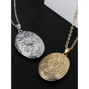 Vintage Flower Pattern Locket Necklace Elegant Fashionable Pendant for Women Men Trendy All-match Exquisite Jewelry Birthday Gift Modern Versatile Accessory