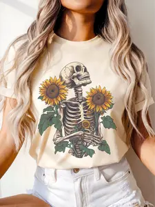 Sunflower Skeleton ~ Unisex Apparel Printed In The USA!