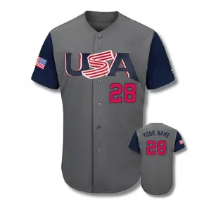USA Baseball Fan Jersey Custom Name Number Button Front 3D Shirt #Baseballjersey