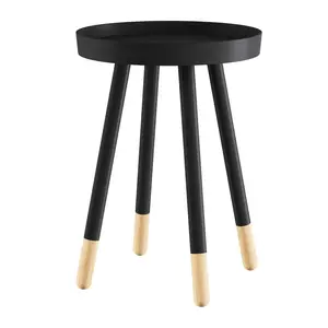 Lavish Home Round End Table Mid-Century Stand with Tray Top
