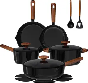 CAROTE ceramic cookware set,nonstick pots and pans，14PCS Non Toxic Healthy Non Stick Kitchen Cooking Pots and Frying Pans Set, PFAS PTFE Free