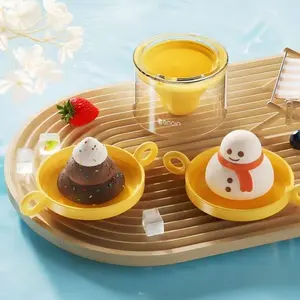 UFORU Festive 3D Ice Mold, Snowman Christmas Tree Shaped Silicone Tray, Homemade Ice Cream & Drinks Kitchen Tools