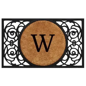 Calloway Mills  22 x 36 in. Armada Circle Monogram Rectangular Doormat, Natural & Black - Letter W