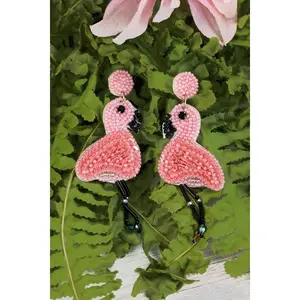 Caribbean flamingo beaded earrings