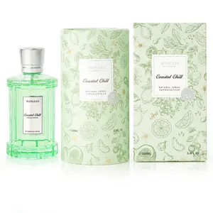 ROMASS Coastal Chill Eau de Parfum 3.4oz/100ml | Frosted Seafoam Green Bottle | Long-Lasting Refreshing Aquatic | Notes of Sea Salt, Sage, and Driftwood