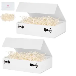 Extra Large Magnetic Gift Box with Lids White Large Gift Box Foldable Gift Boxes for Presents Bridesmaid Proposal Jumbo Box with Shredded Paper Filler & Cards
