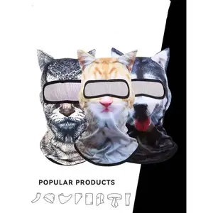 3D Cat Skiing Balaclava Mask with Ears - Cute Animal Design, Breathable & Sun Resistant, Suitable for Music Festivals, Carnival Parties & Outdoor Activities