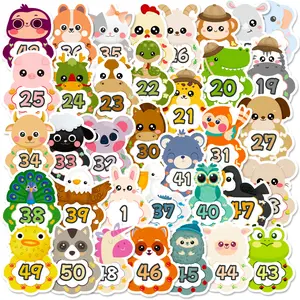 50 digital enlightenment stickers for early literacy and number learning, educational tools, number stickers