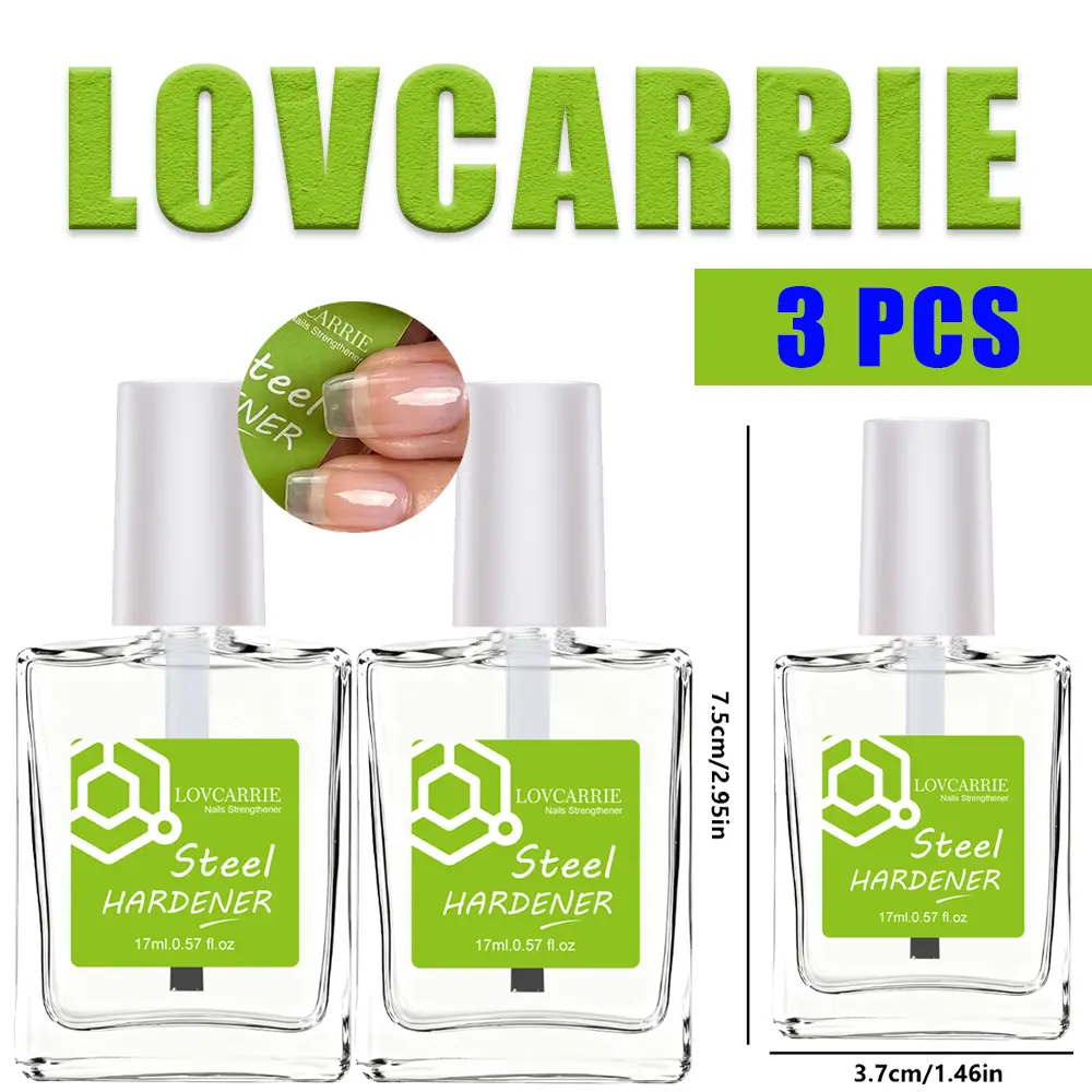 LOVCARRIE Steel Hardener Clear Varnish Nail Strengthener 17ml Ultra Hard Anti-Break Treatment for Soft Split Fragile Nails Transparent Manicure Base Coat