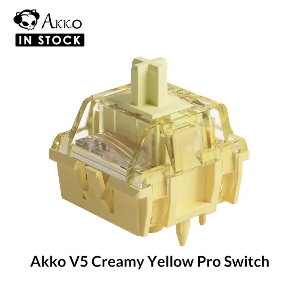 Akko V5 Creamy Yellow Keyboard Switch with LED Diffuser for Mechanical Gaming Keyboard, 5-Pin 50gf Linear Lubed Switches (90pcs)