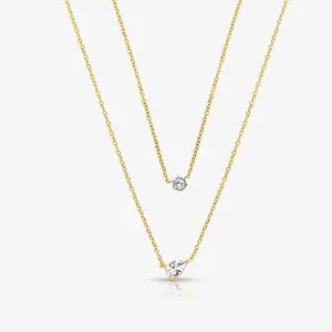 EVRY JEWELS Gold or Silver Plated Women's Whisper Shine Necklace 2 Piece Set