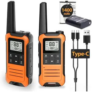 SQ-PDT003 Walkie Talkies Long Range for Adults, Rechargeable Walkie Talkie  F22 FRS Radio Walky Talky Family Walkie-Talkie with 1400 mAh Battery USB Charger LED Flashlight VOX for Hiking Camping (2 Pack)