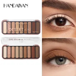 HANDAIYAN 9-Color Earth Tone Eyeshadow Tray - Matte & Pearlized Shimmer Finishes, Fine Glitter for Natural Looks, Long-Wearing Pigment, Perfect for Office Makeup/Weekend Picnics/Casual Outings/Beginners