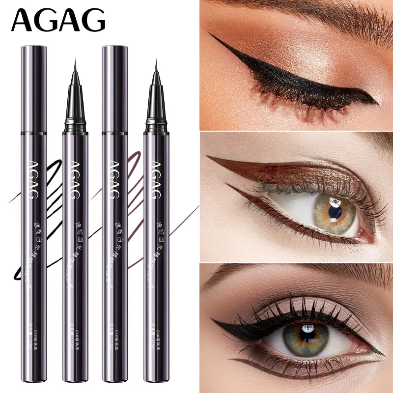 AGAG Waterproof Liquid Eyeliner Pen, Long Lasting Velvet Matte Finish, Quick Dry Smudge Proof Formula, Transfer Resistant Highly Pigmented Black Eyeliner, Smooth Application for Natural Everyday Eye Makeup, Cruelty Free Vegan Cosmetics