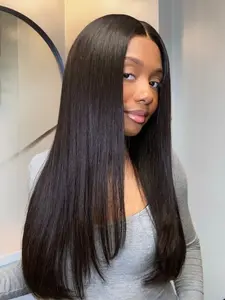 4x4 HD Lace Glueless Wig Layered Cut Straight Human Hair Wig Lace Closure Wig Pre-Plucked Pre-Cut Lace Front Wigs Easy Wear Natural Looking Hair Suitable for Any Occasion
