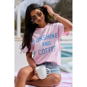 Sunshine And Coffee Light Pink Graphic Tee