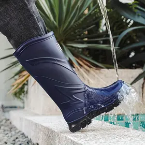 Waterproof High-Top Rain Boots - Men's Stylish Durable Slip-Resistant Boots with Comfort EVA Insole