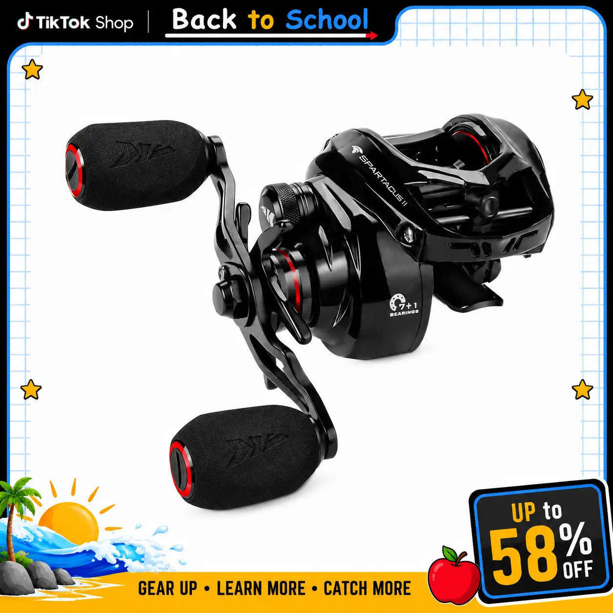 [Back to School]KastKing Spartacus II | Reel Only or Fishing Combo | 6oz Ultralight Baitcaster, 17.6LB Carbon Fiber Drag, 7.2:1 Gear Ratio