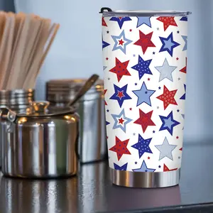 20oz Stainless Steel Insulated Mug with Lid, Star Print Design, Dual-Layer Vacuum Thermal Cup for Outdoor Travel Sports, Gift for Parents Friends Teachers