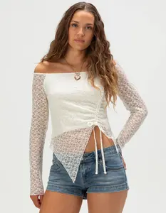 FULL TILT Womens Lace Cinch Top