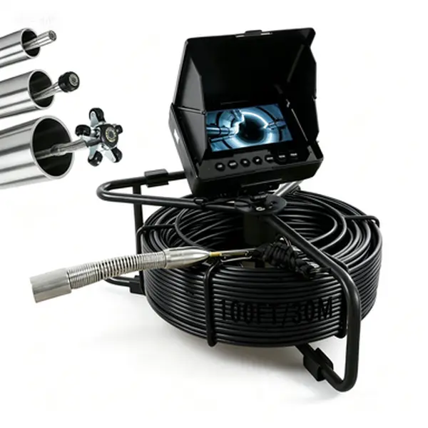 Endoscope Camera with Light - 4.3" LCD Screen Inspection Cameras,IP68 Waterproof Borescope with 12 Adjustable LED Lights,HD 1080P Endoscope Camera 100ft Semi-Rigid Cord,gifts for men tools and gadgets
