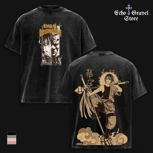 Benimaru Shinmon Fire Force Anime Tee, Enbu Lord Asakusa Flame Power Graphic T-Shirt, Double Sided Vintage Washed Oversized Streetwear Shirt, Dark Manga Design, Heavyweight Cotton Unisex Fan Gift Merch