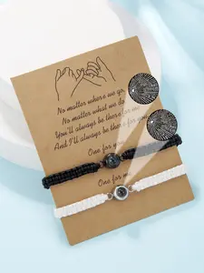 Unisex Street Style Minimalist Drawstring Bracelets, 2 Counts/set Trendy Matching Bracelets, Fashionable All-match Jewelry for Couples & Friends As Gift, Valentine's Day, Gift