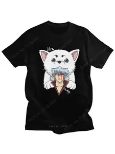 Kawaii Gintama Gintoki Sakata T Shirt for Short Sleeve Sadaharu T-shirt Graphic T-shirt Anime Manga Tee Tops Merch