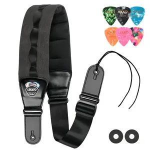 LEKATO LGS-8 Bass Guitar Strap for Heavy Bass and Guitars with 3.5” Wide Bass Strap Padded Thickened Foam Guitar Strap Adjustable Length from 45" to 55" Bass Guitar Straps with 2 Strap Locks & 6 Picks Valentine's Day Gift