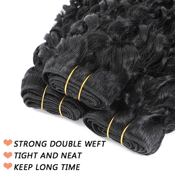 BINF PiXie Curly Human Hair Bundles 100% Unprocessed Brazilian Virgin Human Hair Bundles 1/3/4 Bundles PiXie Curly Weave Hair Extension for Women Natural Black Color
