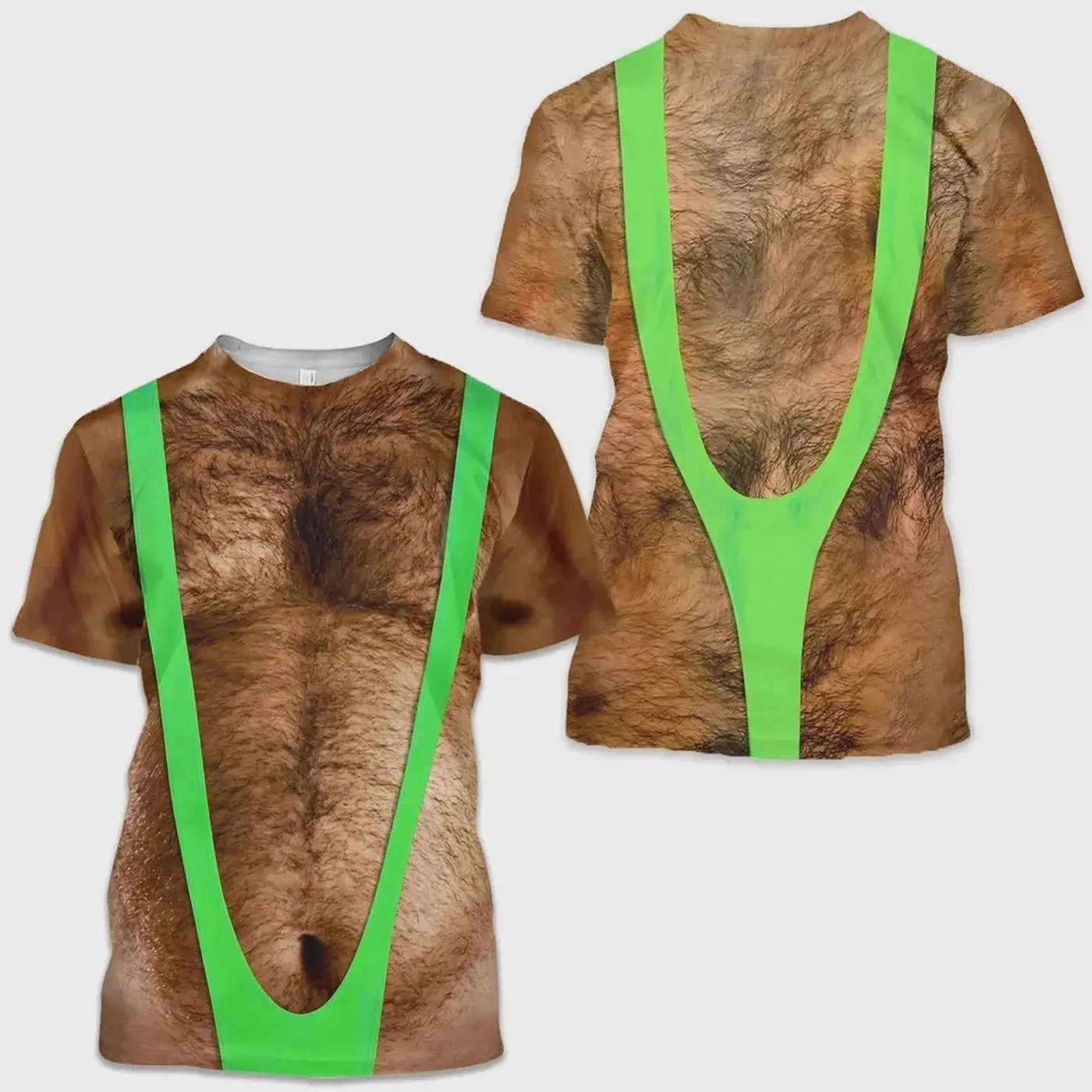 Funny Hairy Chest Mens Short Sleeve 3D T-Shirt HS1003