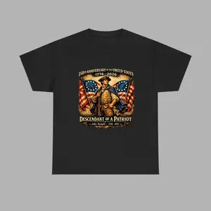 250th Anniversary USA Shirt 1776–2026 | Descendant of a Patriot Tee | American Heritage Vintage Graphic T-Shirt