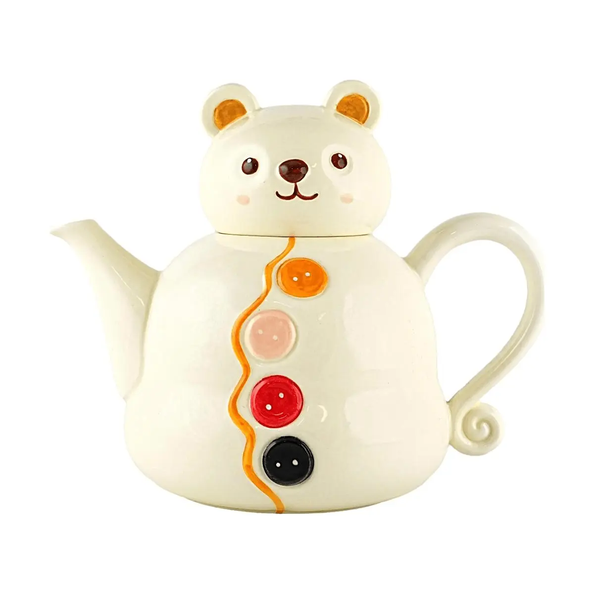 GLAZE STORY Cute Teddy Bear Ceramic Teapot, Kawaii Cartoon Milk White Glazed Teaware for Loose Leaf Tea, Afternoon Tea Set, Home Kitchen Essentials
