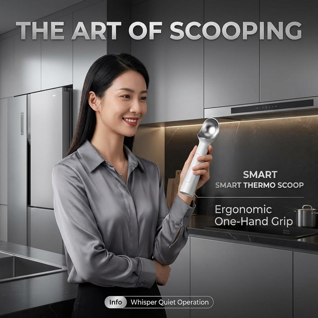 2026 Upgraded Heated Ice Cream Scoop | USB-C Rechargeable Smart Thermo Scoop - Electric Heated Ice Cream Scoop Perfect Gift for Ice Cream Lovers