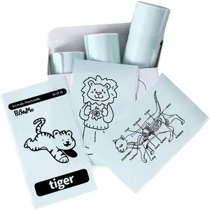 Memoking T02 / M02X / M02L Sticker Paper - Light Green Sticky T02 Mini Printer Sticker Paper Refill, 50 mm x 3.5 m, Keep for 20 yrs, for Journal Photo Study Notes, 3 Rolls
