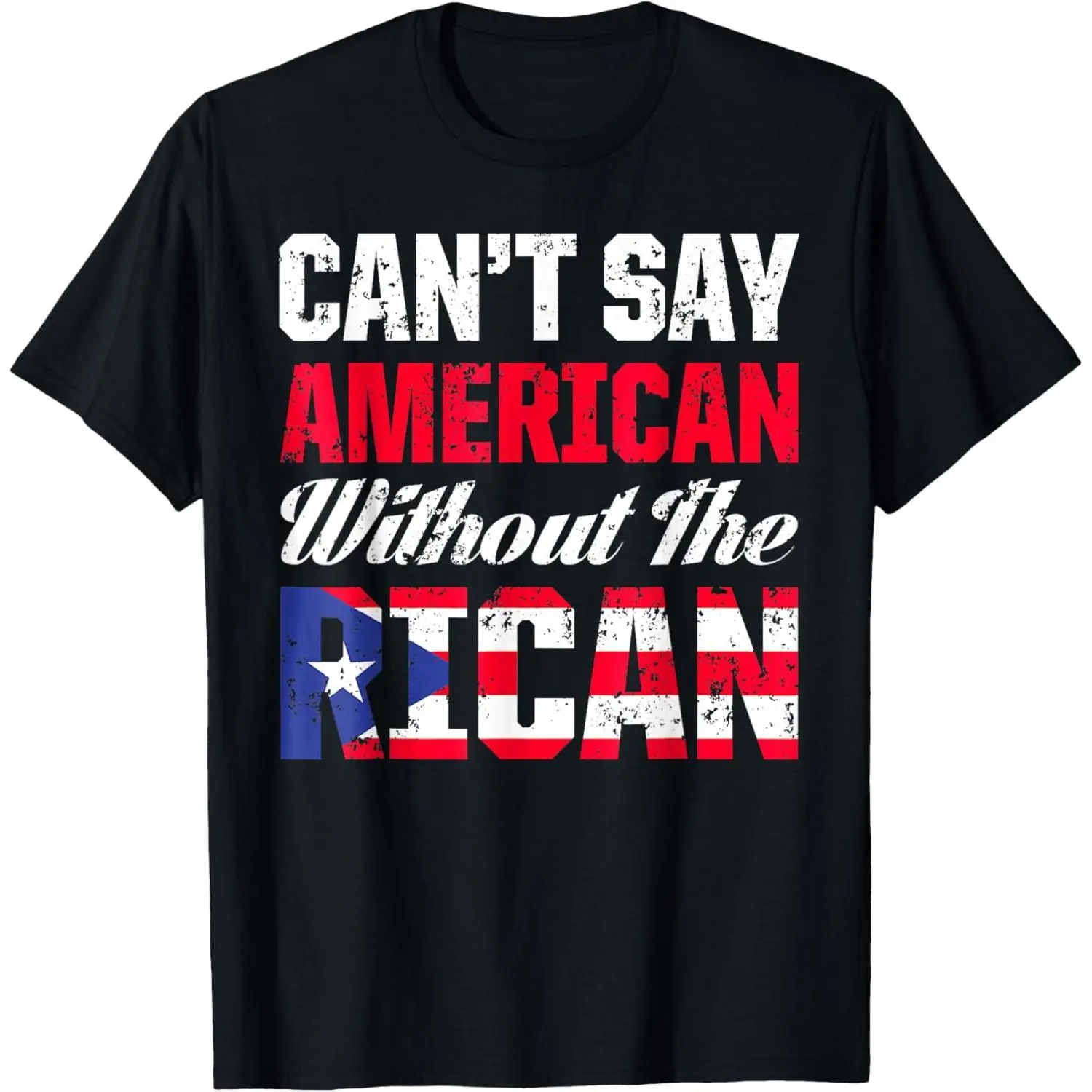 Men's Graphic T-Shirt with Puerto Rican Flag Print and Slogan, Breathable 100% Cotton Casual Wear Shirt
