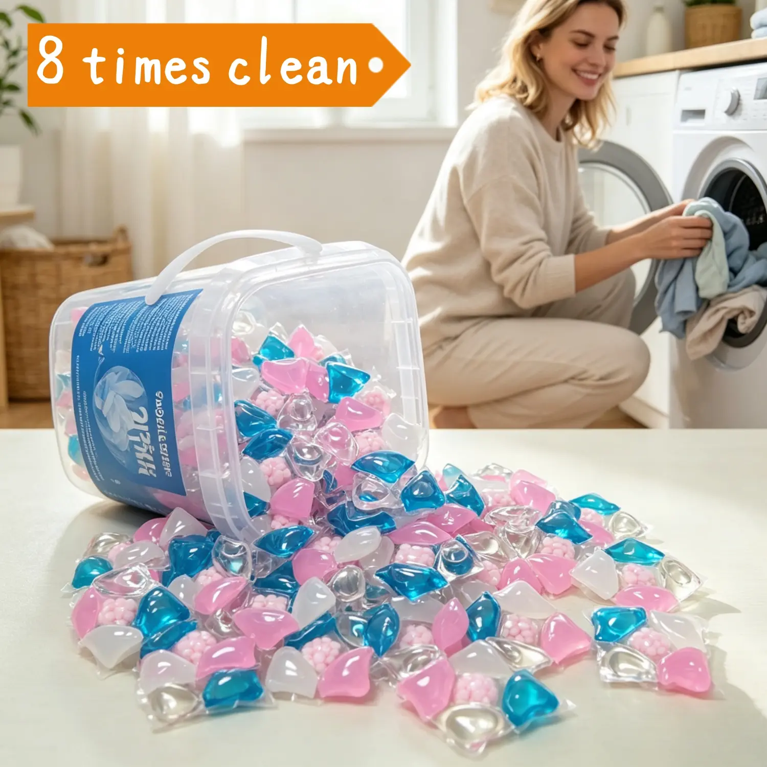 0.7LB/ 5-in-1 Laundry Detergent Beads - Water-Soluble Outer Film, Instant Dissolving, Deep Cleaning, Long-Lasting Fragrance, Concentrated Active Substances, Low Foam Laundry Balls for Home Accessories