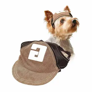 1pcs Pet Dog Sun Protection Hat, Adjustable Dog Outdoor Sport Breathable Visor, Cat Baseball Cap with Ear Holes for Summer Travel Outdoor Working