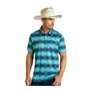 Rock And Roll Denim Toom Aztec Printed Polo Turquoise