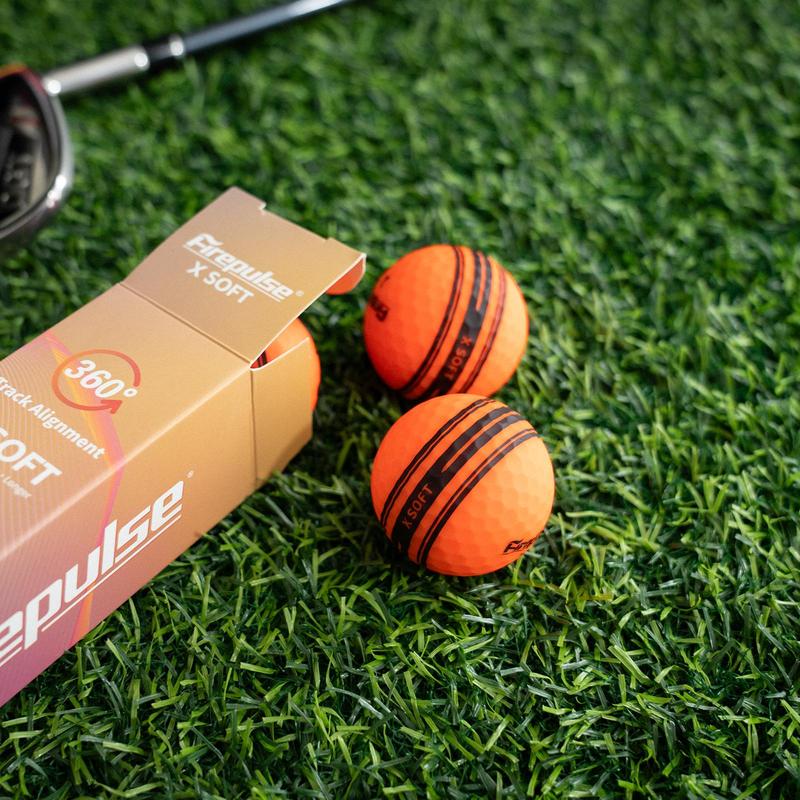 Flame Pulse X Soft Golf Balls | Two-Piece Construction | Phosphorescent Matte Golf Balls | Clear Orange | Soft Golf Balls | 360° Track Alignment | 12-Pack (1 Dozen)