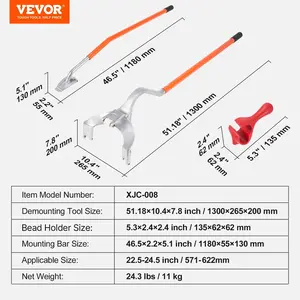 VEVOR Tire Mount Demount Tool, 22.5-24.5 Manual Steel Tire Changer Mount Demount Removal Tool, with Extra Bead Holder, Tubeless Truck Bead Breaker, 3 PCS Tire Changing Tools, Orange