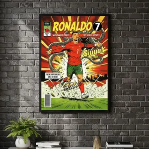 [ SPORT UNFRAMED - SALE UP TO 45% ] Ronaldo Comic Style Soccer Poster Illustrated Icon Dynamic Sports Wall Art